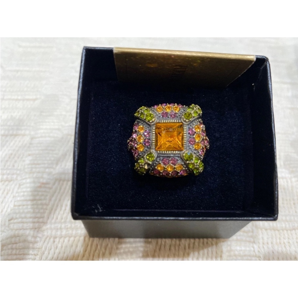 Heidi Daus Ring “Radiant Beauty” 10.75 Topaz Swarovski Crystals New in Box WOT